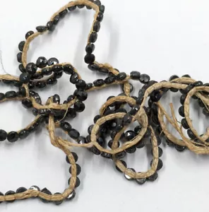 Antique Mourning Victorian Edwardian Adornment Beaded Trim Hematite Gray 7" X 3" - Picture 1 of 5