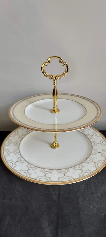 Noritake Trefolio Gold 2-Tiered Serving Tray - Image 1 of 1