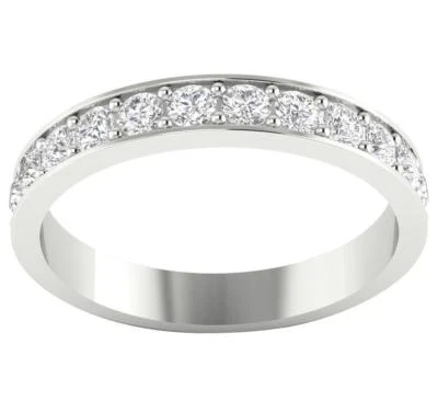 SI1 G Genuine 0.70 Ct Diamond Prong Set Wedding Ring 14K Solid White Gold 3.40MM - Image 1 of 4