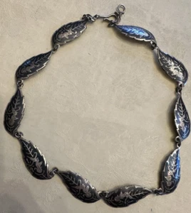 VTG Sterling Silver SIAM NELLIOWARE Enamel Mekkala 16 Inches 22.2 Grams - Picture 1 of 6