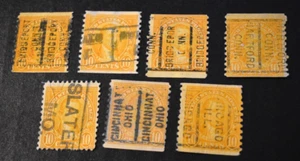 7 - 1923 US Stamps Scott #603 - Precancels - IL/CT/MO/OH - Used/LH/NG/VF - Picture 1 of 2