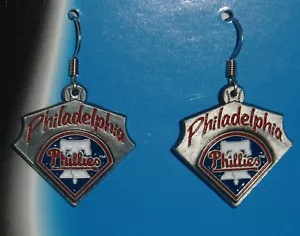 Philadelphia Phillies Dangle Earrings Licensed MLB Baseball Jewelry - Picture 1 of 3