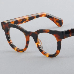 Lujo Grueso Acetato Borde Completo Gafas Marcos Espectáculos Redondos Mujeres Hombres Anteojos - Imagen 1 de 17