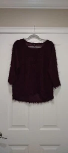 Alfani Fuzzy Burgundy Sweater Size Medium - Picture 1 of 5