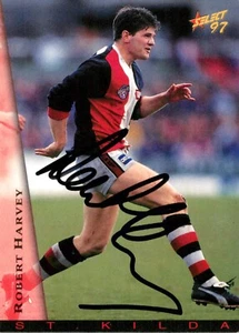 ✺Signed✺ 1997 ST KILDA SAINTS AFL Card ROBERT HARVEY - Bild 1 von 3