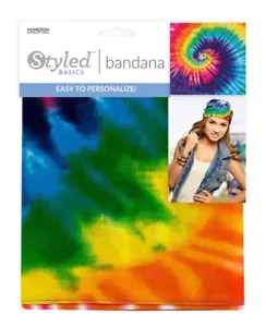 1-Piece STYLED BASICS Rainbow Bandana Tie Dye Reggae Wrap 22” X 22” 100% Cotton - Picture 1 of 8