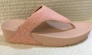 FITFLOP NIB LULU GEO WEBBING TOE POST THONG SANDALS PINK SALT SIZE 9 - Picture 1 of 11
