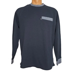 Duluth Trading Camicia Media L/S Pullover Girocollo Felpa Raglan Blu Tasca - Foto 1 di 6