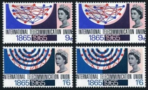 Great Britain 442-443, 442p-443p, MNH. ITU-100,1965. Telecommunication Stations. - Picture 1 of 1