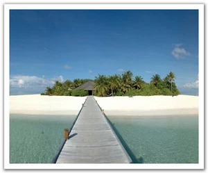 JP London Peel & Stick Removable Wall Sticker Mural Tropical Beach Pier 24"x19" - Picture 1 of 3