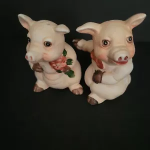 Salero y pimentero kitsch cerdo 1988 hecho en Taiwán por Trippies Inc. - Imagen 1 de 4