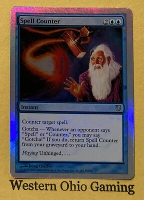Magic The Gathering Unhinged Spell Counter #46/140 Light Play Foil MTG TCG CCG - Image 1 of 2