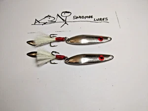 2 - 1/4 OZ + METAL FISHING LURES MINNOW FLUTTER SPOONS TROLLING willow blades - Picture 1 of 9