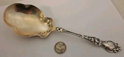 Wallace VIOLET Sterling Silver 9 1/4" Antique BERRY Serving Spoon ART NOUVEAU - Image 1 of 4