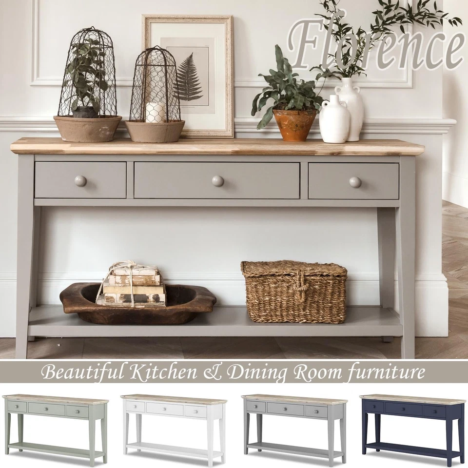 Console Table Wooden Side Hall Table 3 Drawers Shelf Florence Kitchen Furniture - Image 1 of 1