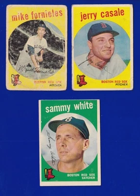 3 RED SOX LOT 1959 TOPPS #486 456 473 SAMMY WHITE JERRY CASALE MIKE FORNIELES  - Image 1 of 2