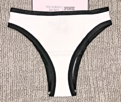 Victoria's Secret ROSA NUEVO CON ETIQUETAS XXL Blanco Sin Costuras Braguita Brasileña Logo Foto 1 de 4