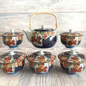 Arita Ware Japanese Porcelain Ko-Imari Design Tea Pot & 5-piece Tea Cup Set - Picture 1 of 24