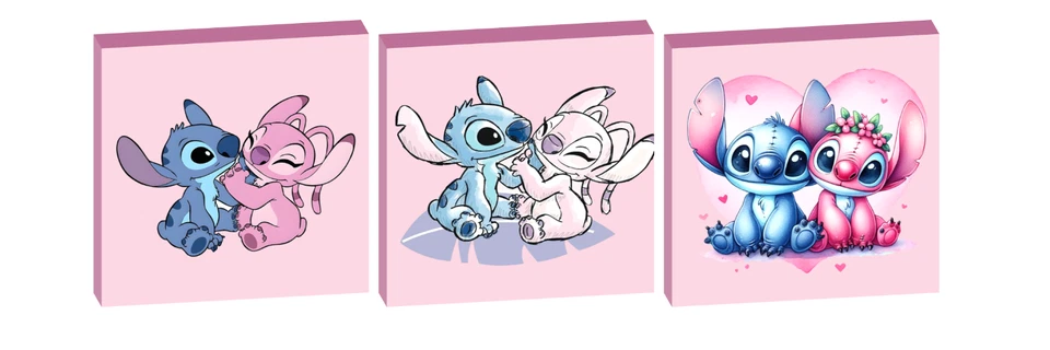STITCH and ANGEL b SET OF 3 WALL ART PLAQUES/CANVAS PICTURES - Image 1 of 1