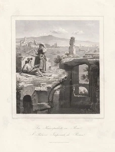 c1860 Rom Die Kaiserpaläste Palatin Palatino Roma Italien Stahlstich-Ansicht - Picture 1 of 1