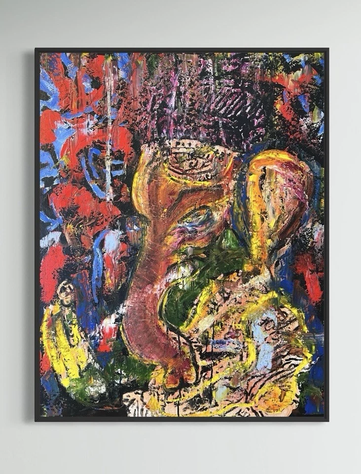 Daniel Pultorak  Im Schatten des goldenen Elefanten 2025 Kunst gerahmt Öl Art - Bild 1 von 4