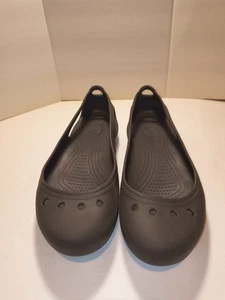Crocs braune Mary Jane flache Damen-Gummisandale Größe US 11 - Bild 1 von 7