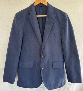 J. Crew Ludlow Dark Navy Unstructured Blazer Somelos Linen Cotton Blend Mens 34S - Picture 1 of 9
