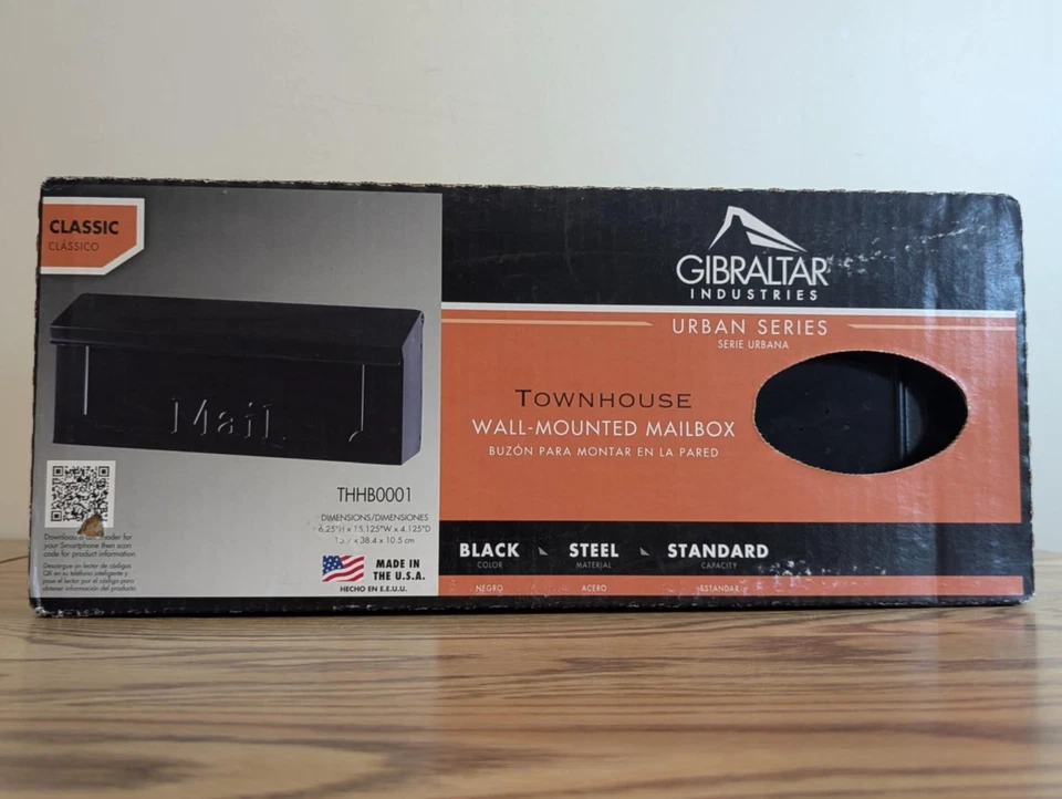 Gibraltar Small Capacity Wall-Mount Mailbox Townhouse Black THHB0001