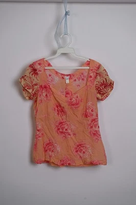 Dosa pink and Orange Cotton Floral Top - Size 3 Vintage - Image 1 of 4