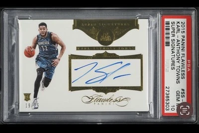 2015 Panini Flawless Karl-Anthony Towns ROOKIE AUTO /25 PSA 10 GEM MT RC Knicks - Image 1 of 2