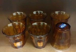 Srt Of 6 - Duralex Picardie Glasses 6 3/4oz Amber - New Without Box - Picture 1 of 6
