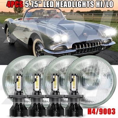 For Chevrolet Corvette 1958-1982 5 3/4" HI-Lo 5.75 Round LED Headlights 4PCS - Image 1 of 4