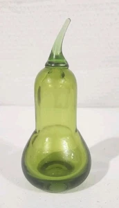 Estatuilla soplada a mano pisapapeles pera vidrio arte verde arco iris vintage - Imagen 1 de 5