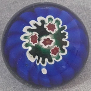 Murano Italy Glass Mini Millefiori Paperweight Vetreria 3 Fiori Blue Venetian - Picture 1 of 12