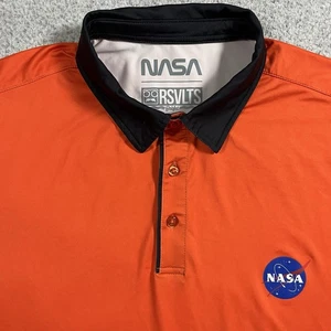 RSVLTS Poloshirt Herren Large Orange NASA Space Performance Stretch Golf - Bild 1 von 10
