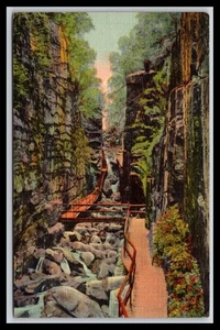 Postal antigua de The Flume Gorge Franconia Notch New Hampshire H8 - Imagen 1 de 2