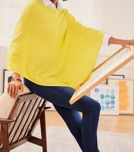 Talbots gelber Strick Poncho Pullover XS/S asymmetrischer Pulli neu mit Etikett - Bild 1 von 6