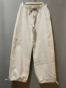 NWT ZARA Women Elastic Waist Hi-Rise Cotton Linen Cuffed Loose Jeans Size S Sand - Picture 1 of 16
