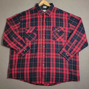 Vintage Northwest Territory Flannel Shirt Mens 3XL Red Plaid Work Dual Pocket - Picture 1 of 11