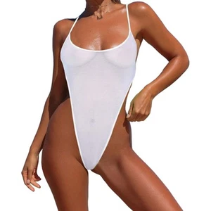 Damen Einteiler Badeanzug Micro Bikini Monokini transparent durchsichtig Größe 2-8 - Bild 1 von 2