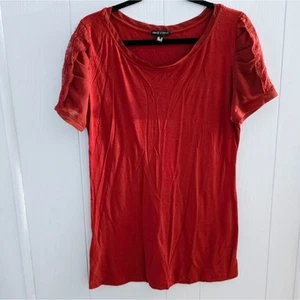 MNG by Mango Burnt Orange Rüschen Spitzenärmel Gr. 10 klassisch kokett feminin - Bild 1 von 6