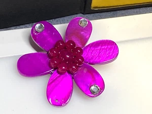 Vintage Brooch Jewellery Plastic Pink Flower Diamante Crystal Few Stones Missing - Picture 1 of 4