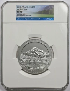 2010 P Mount Hood Oregon Silver 5oz 25C SP 70 NGC America the Beautiful ATB - Picture 1 of 4