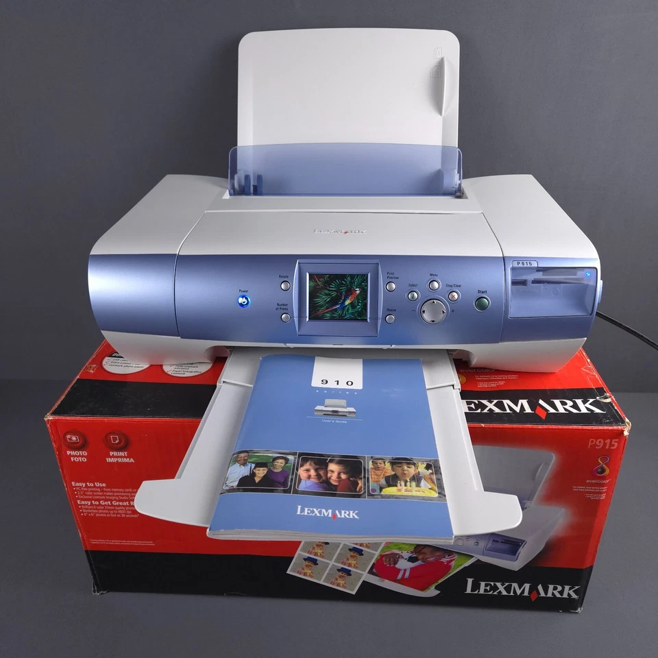 Vintage Printer Lexmark P915 Inkjet Box Manual Power Cord Home Photo Card Reader - Image 1 of 4