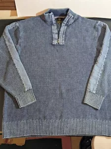 F/X FUSION MEN'S SIZE XL BLUE COTTON KNIT 1/4 ZIP SWEATER PULLOVER JUMPER - Picture 1 of 14