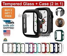 Tempered Glass+ Protector Cover Case For Apple Watch Series 7 6 5 4 Se all size