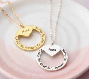 Halskette Silber 925 Doppel Herz Geschrieben Rhodium Hypoallergen Custom Prom - Bild 1 von 8