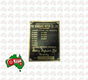 Serial Number Plate Badge Fits for Massey Ferguson TE20 TED20 TEA20 TEF20 Gold - Picture 1 of 1