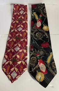 Tabasco Brand Hot Sauce Men's Novelty Neck Ties Silk/Cotton Lot Of 2 EUC - Picture 1 of 13