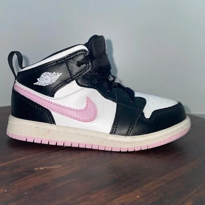 Nike Air Jordan 1 Mid Blanco Claro Rosa Ártico TD Niño Pequeño 644507-103 Niños Talla 9C Foto 1 de 4